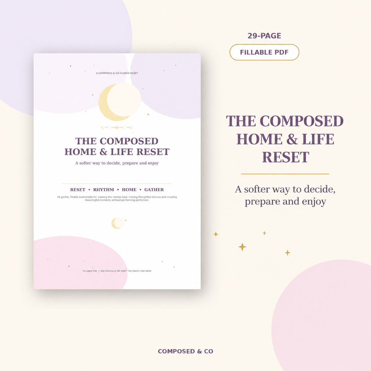 COMPOSED Home & Life Reset — Fillable Digital Planner
