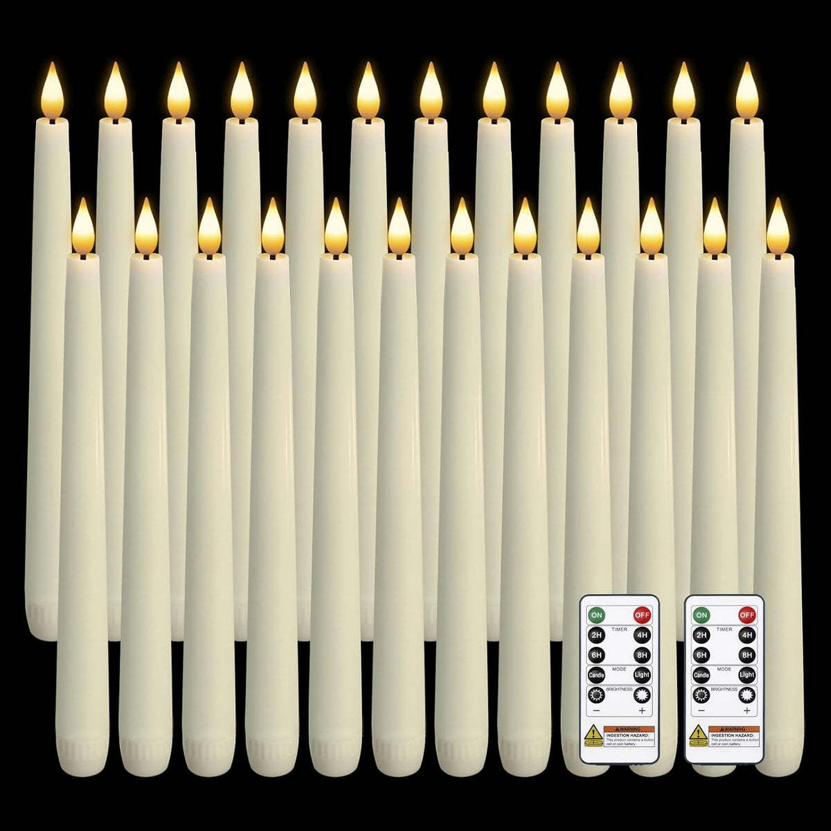 Ivory flameless taper candles with remote