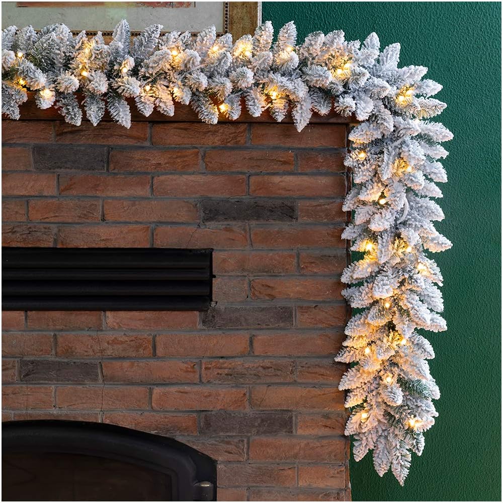 9 ft pre-lit snow flocked Christmas garland