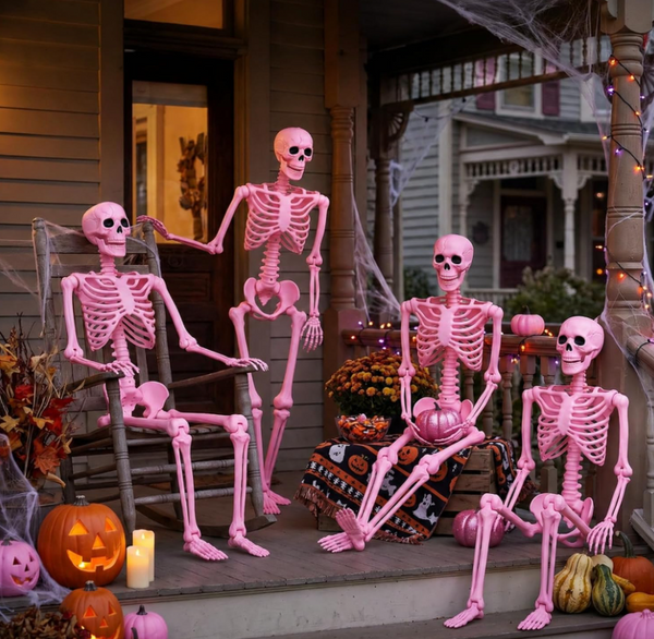 Pink Posable Halloween Skeletons