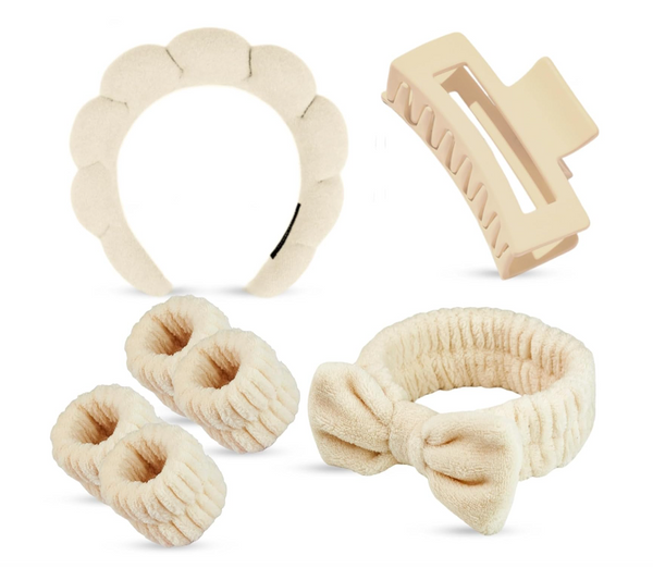 VELSCRUN Khaki Spa Headband & Accessory Set